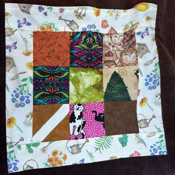 Vintage Handmade Patchwork Velvet Brown Totr - Picture 2 of 14